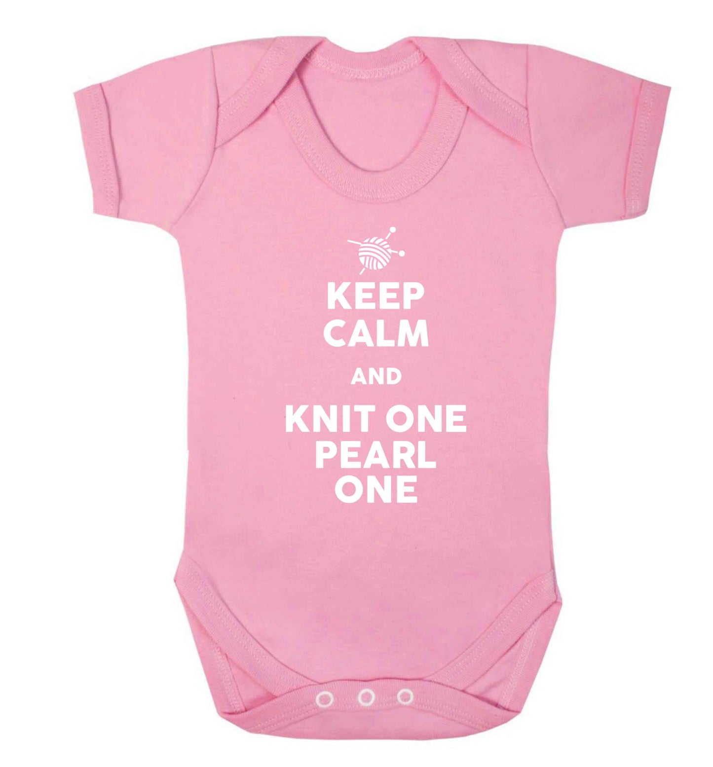 Keep calm and knit one pearl one Baby Vest pale pink 18-24 months