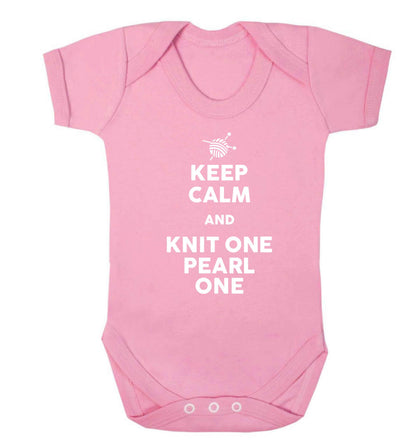 Keep calm and knit one pearl one Baby Vest pale pink 18-24 months