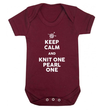 Keep calm and knit one pearl one Baby Vest maroon 18-24 months