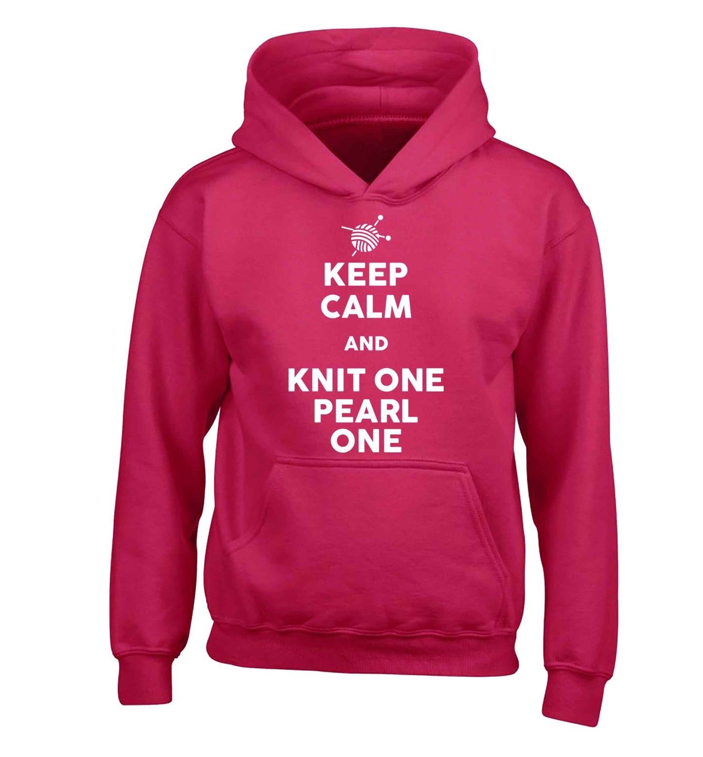 Keep calm and knit one pearl one children's pink hoodie 12-13 Years