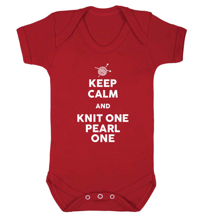 Keep calm and knit one pearl one Baby Vest red 18-24 months