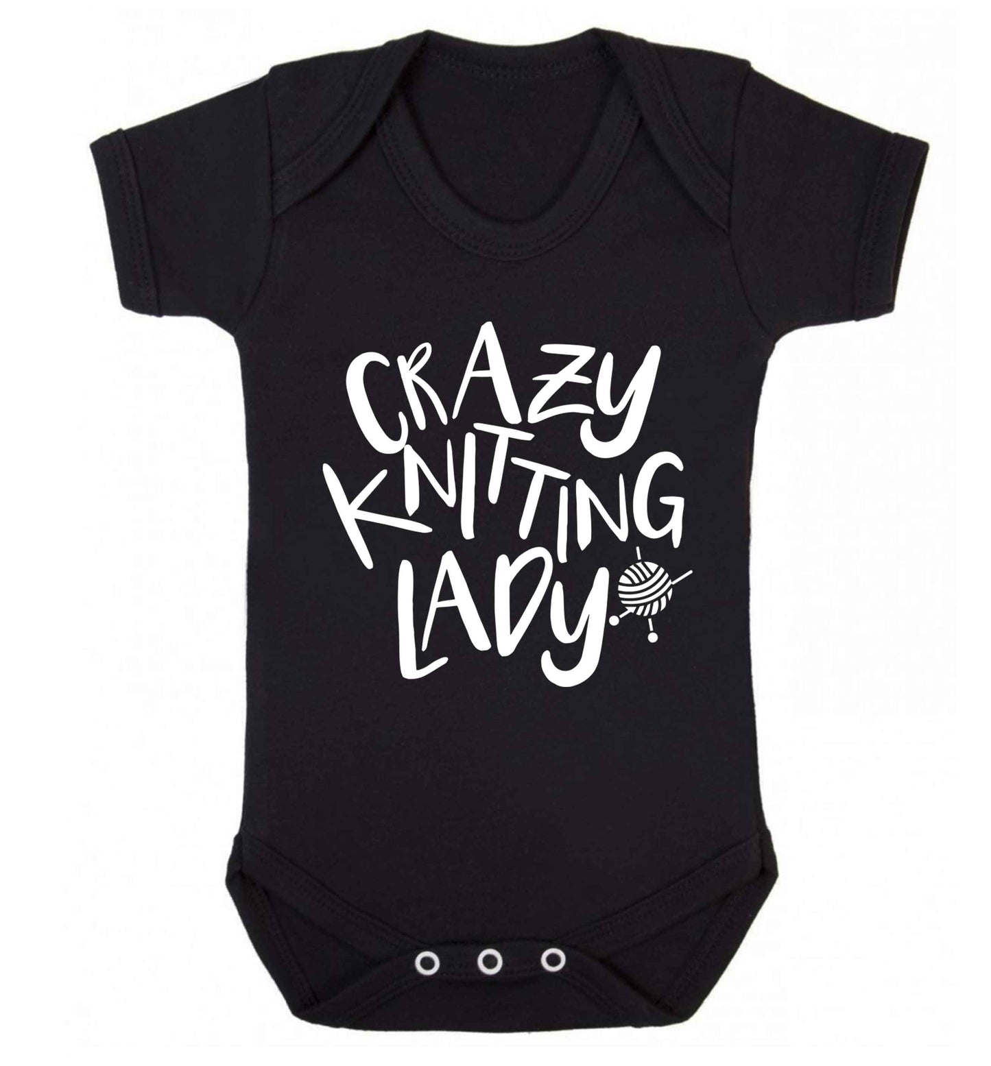 Crazy knitting lady Baby Vest black 18-24 months