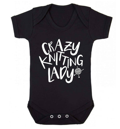 Crazy knitting lady Baby Vest black 18-24 months