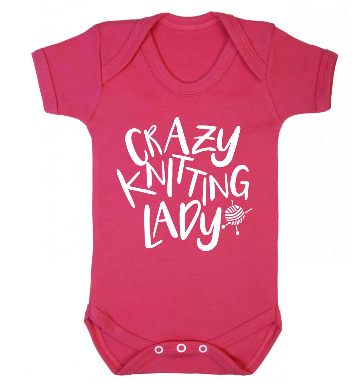 Crazy knitting lady Baby Vest dark pink 18-24 months