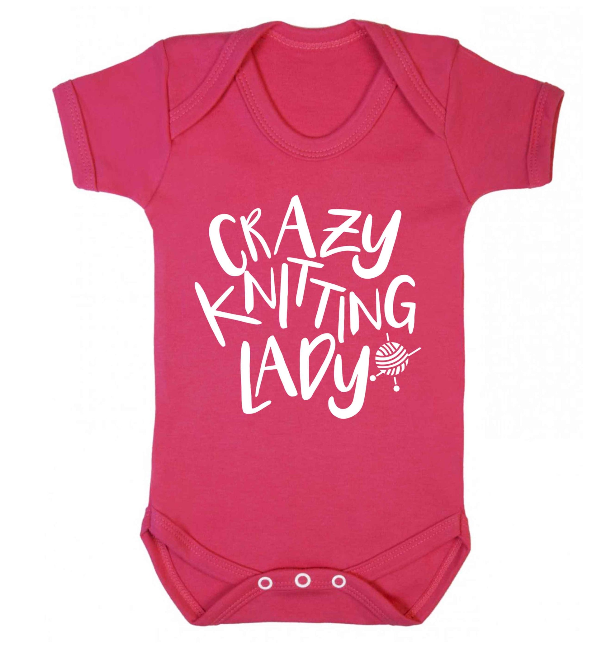 Crazy knitting lady Baby Vest dark pink 18-24 months