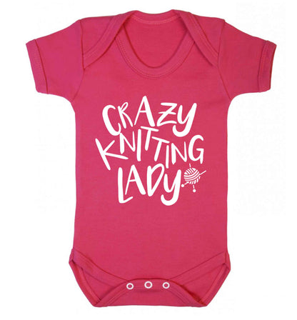 Crazy knitting lady Baby Vest dark pink 18-24 months