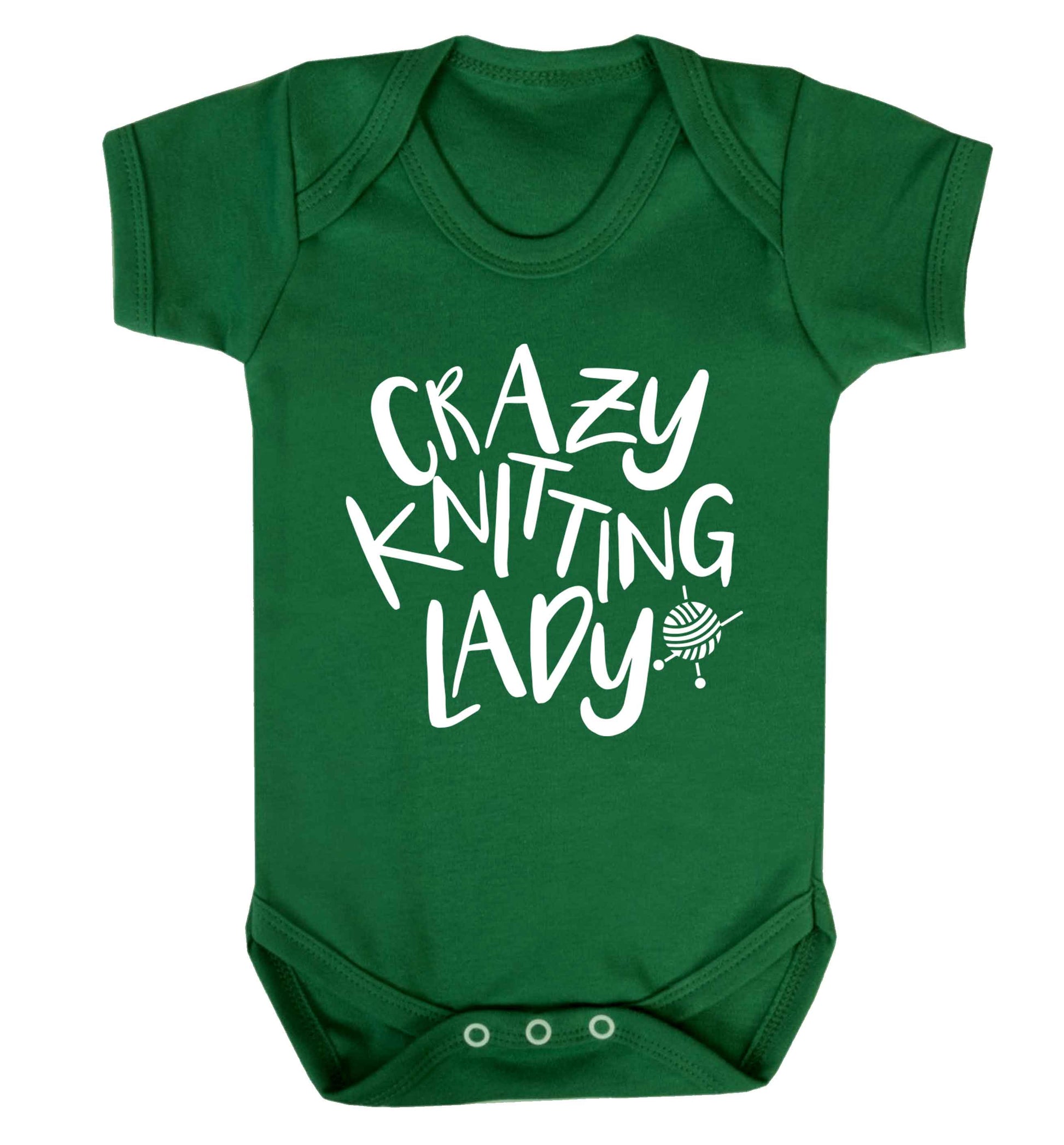 Crazy knitting lady Baby Vest green 18-24 months