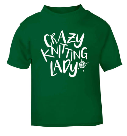 Crazy knitting lady green Baby Toddler Tshirt 2 Years