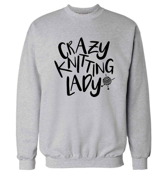 Crazy knitting lady Adult's unisex grey Sweater 2XL
