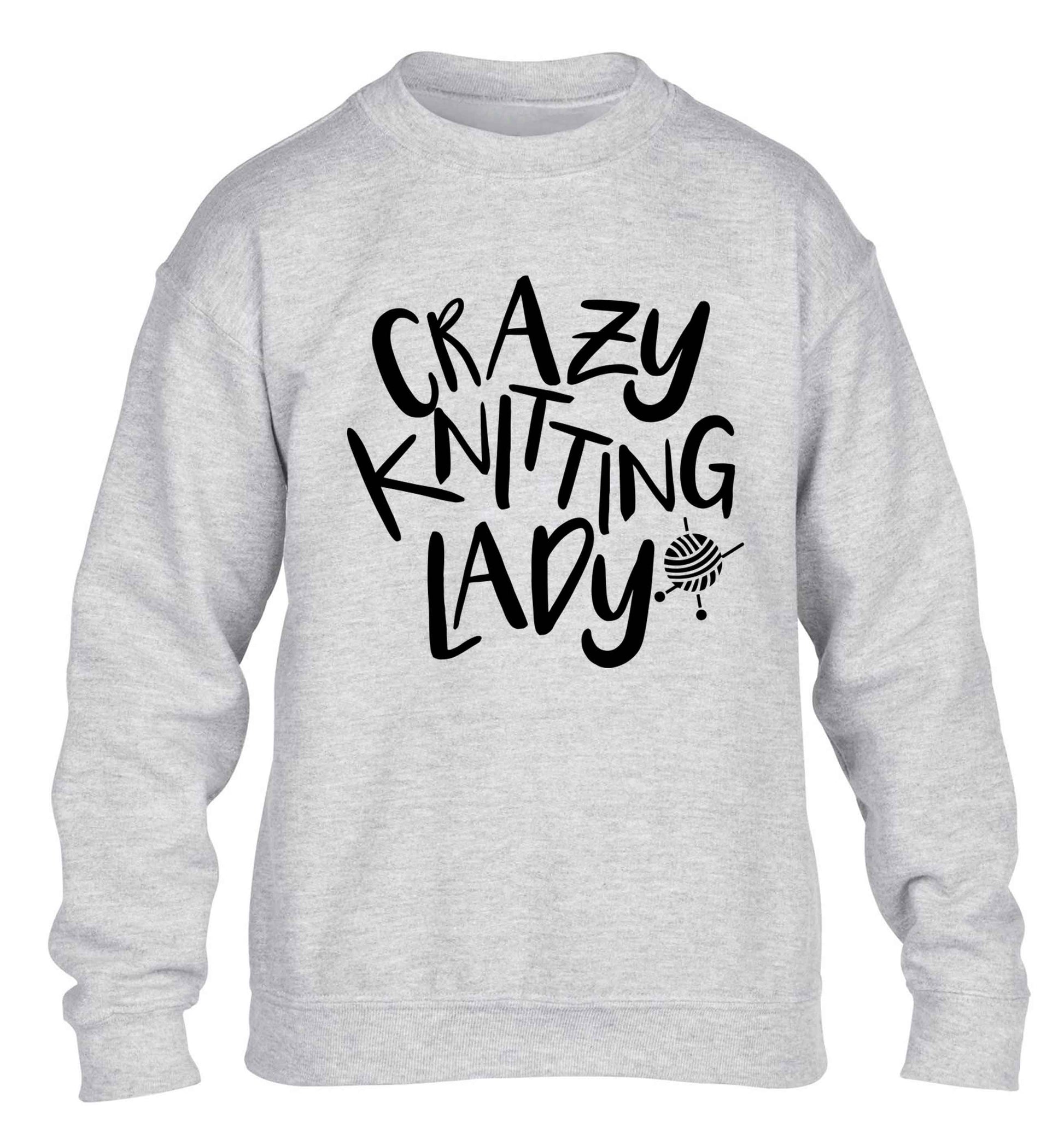 Crazy knitting lady children's grey sweater 12-13 Years