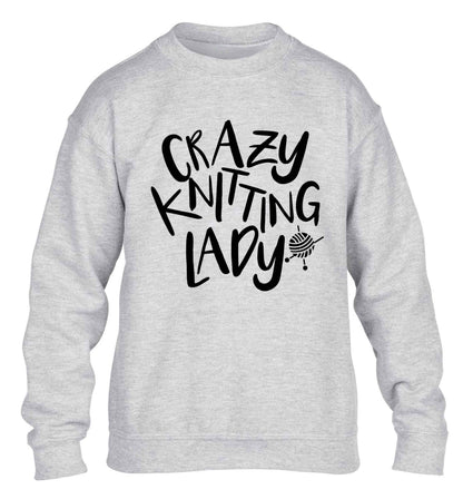 Crazy knitting lady children's grey sweater 12-13 Years