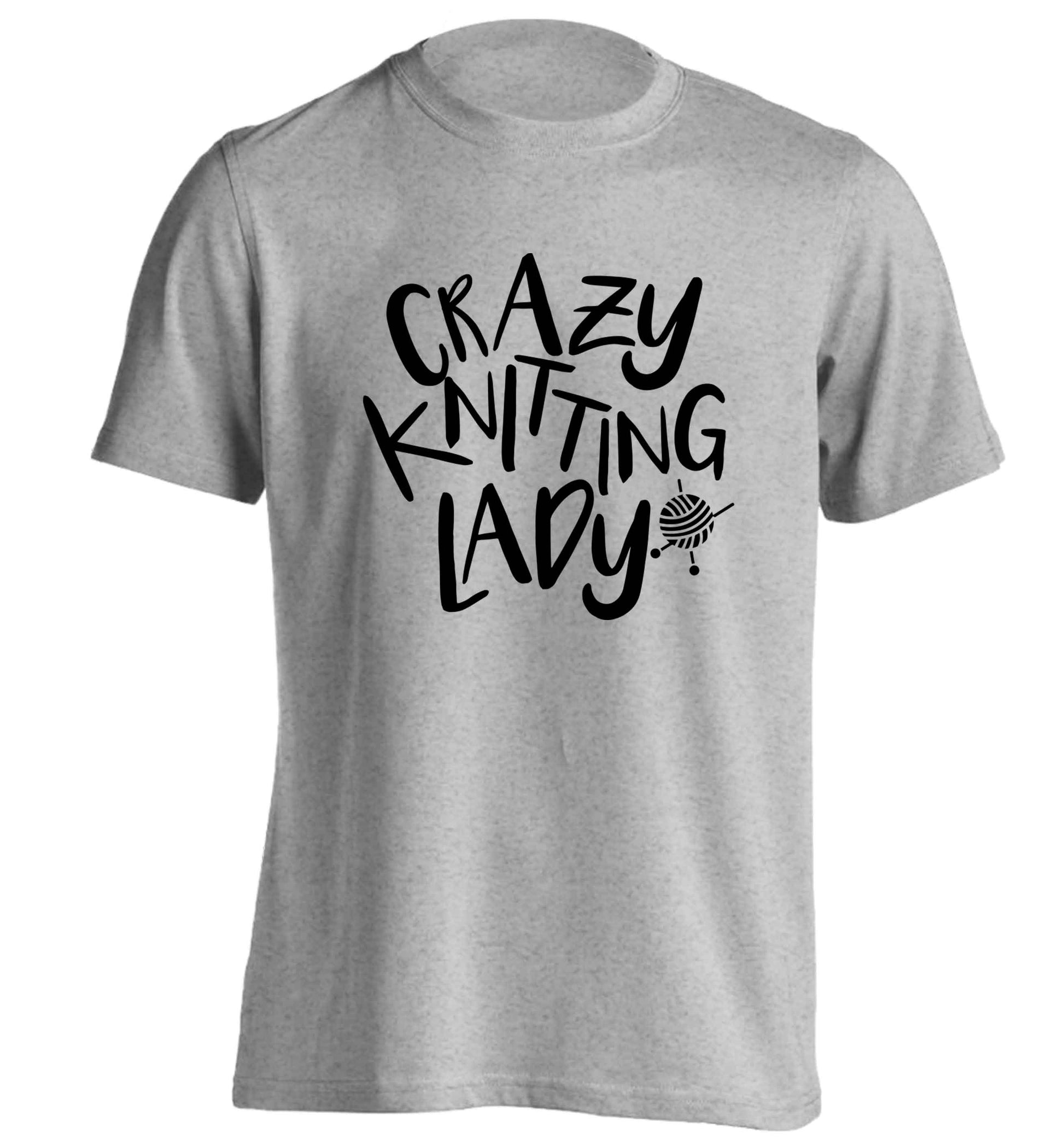 Crazy knitting lady adults unisex grey Tshirt 2XL