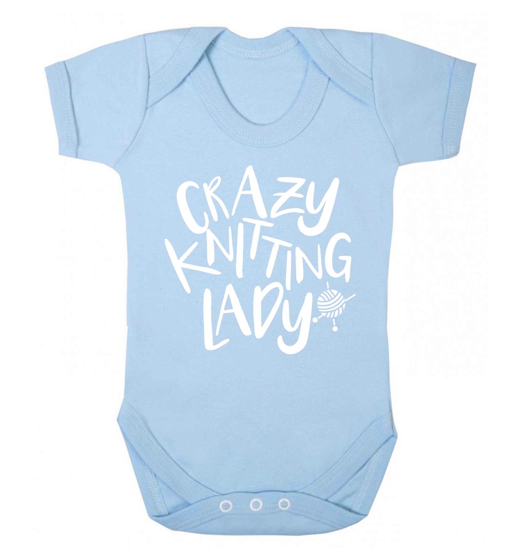 Crazy knitting lady Baby Vest pale blue 18-24 months