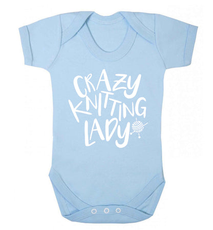 Crazy knitting lady Baby Vest pale blue 18-24 months