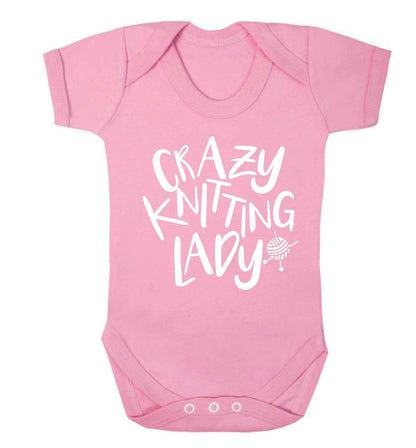 Crazy knitting lady Baby Vest pale pink 18-24 months