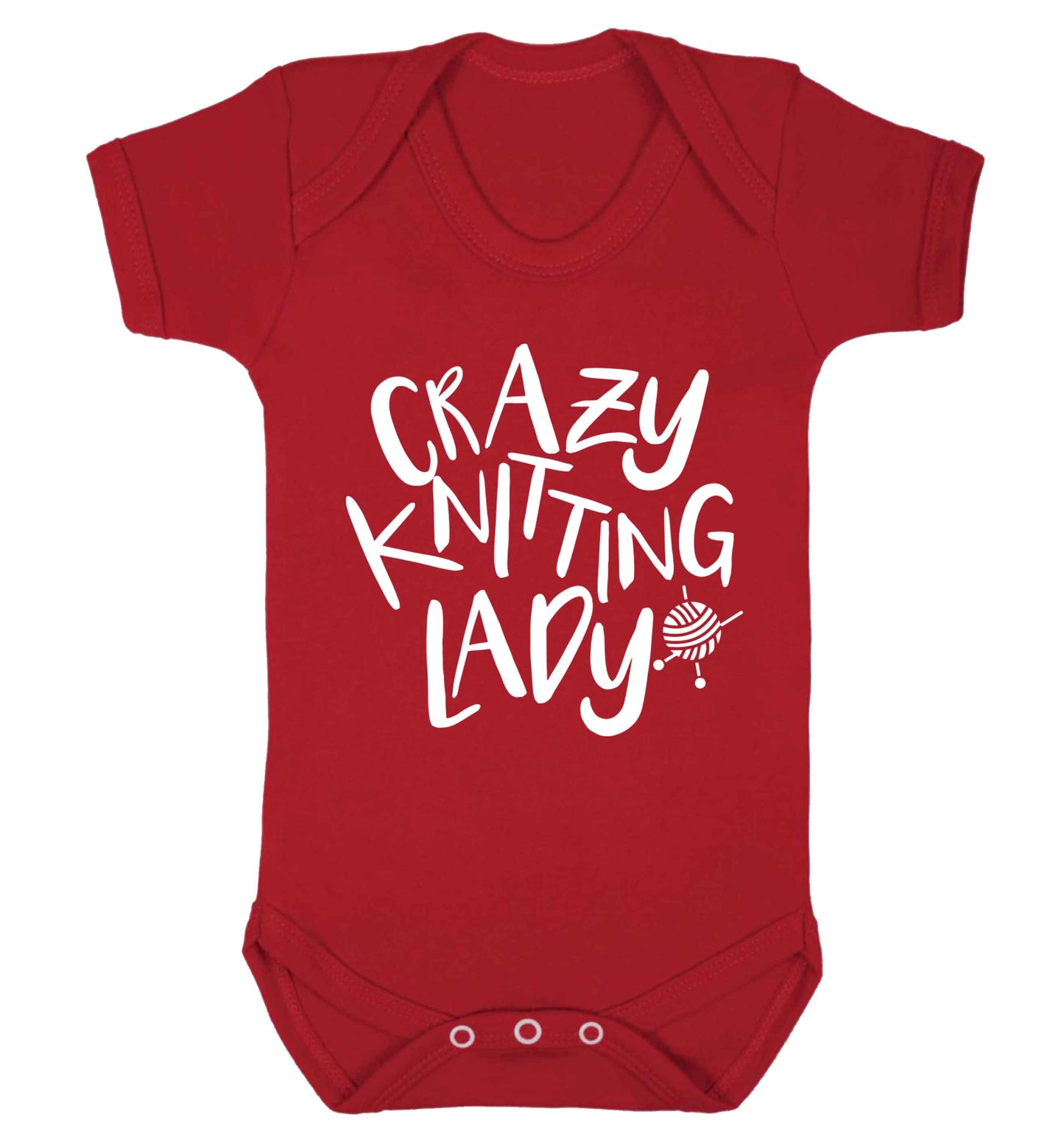 Crazy knitting lady Baby Vest red 18-24 months