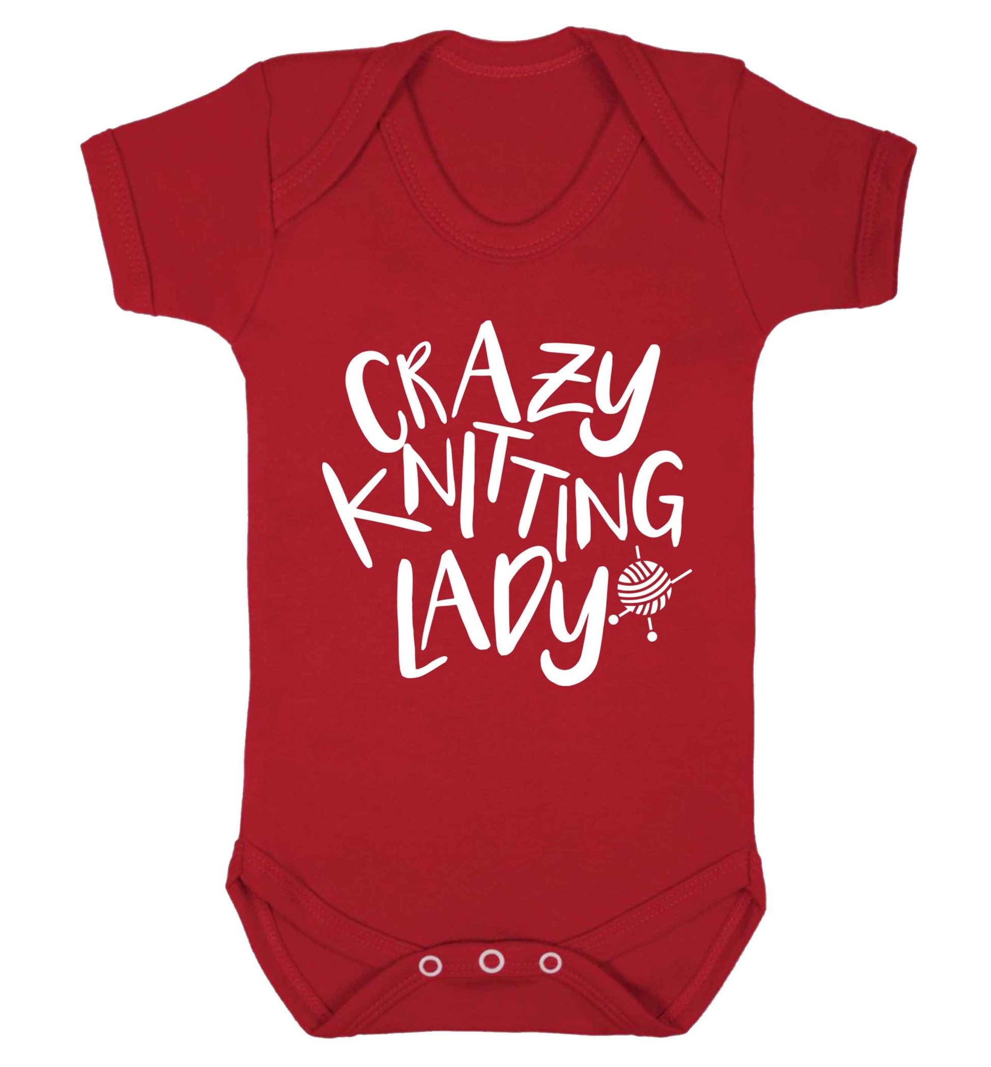 Crazy knitting lady Baby Vest red 18-24 months