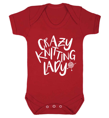 Crazy knitting lady Baby Vest red 18-24 months