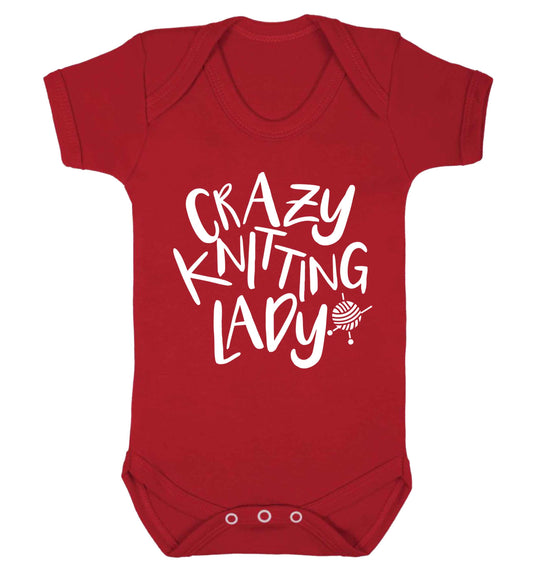 Crazy knitting lady Baby Vest red 18-24 months