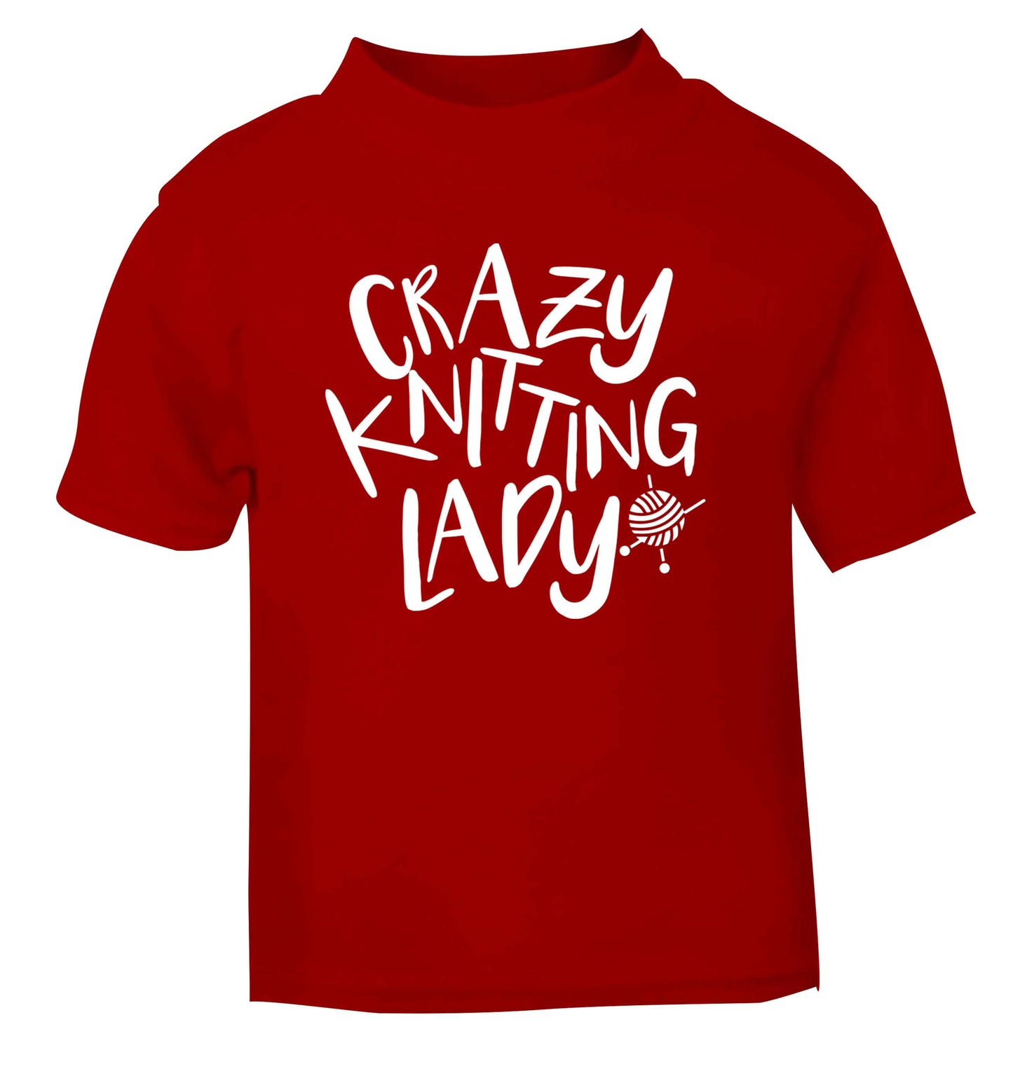 Crazy knitting lady red Baby Toddler Tshirt 2 Years