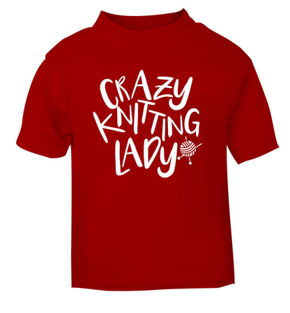 Crazy knitting lady red Baby Toddler Tshirt 2 Years