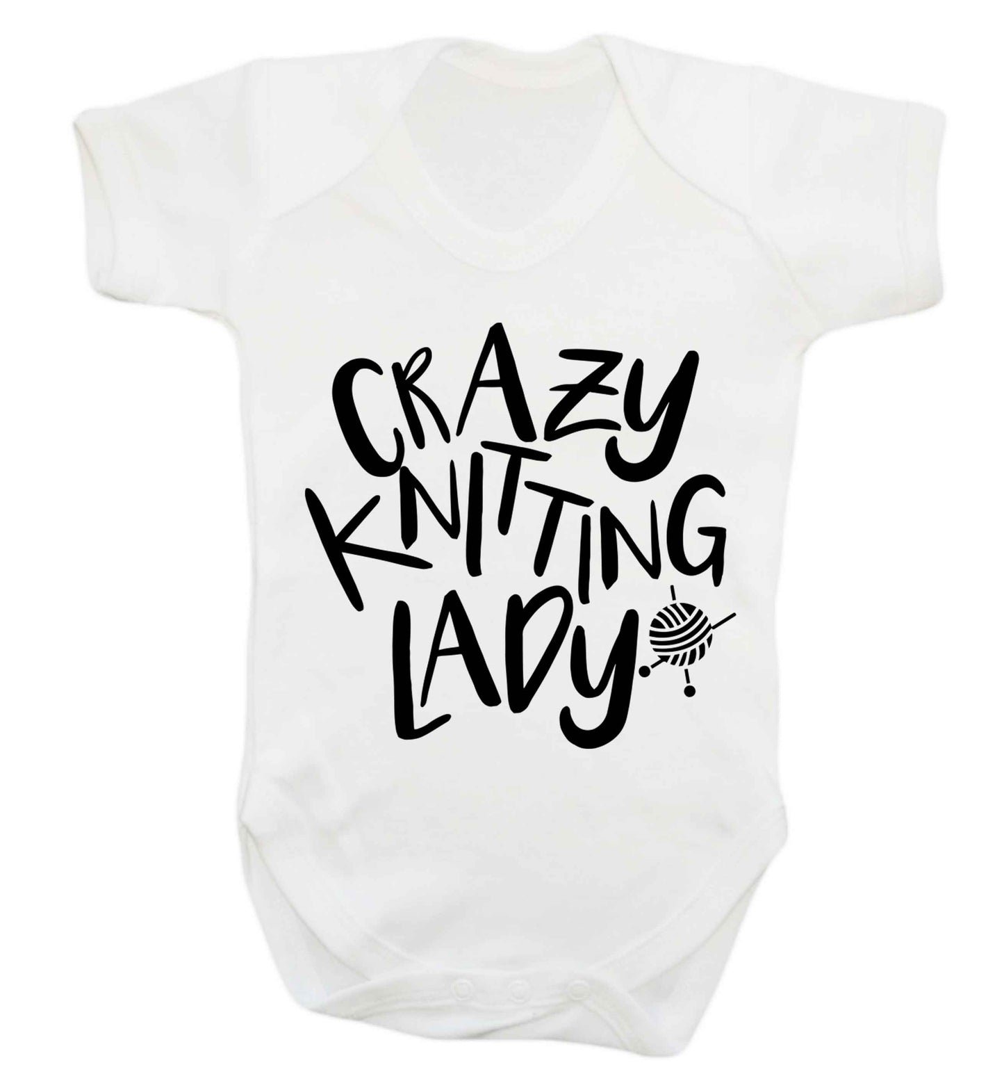 Crazy knitting lady Baby Vest white 18-24 months