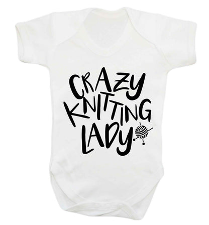 Crazy knitting lady Baby Vest white 18-24 months