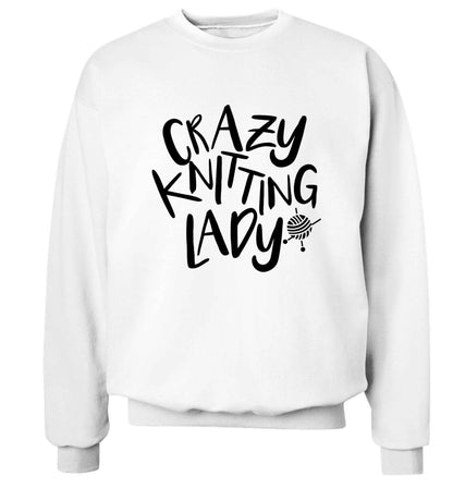 Crazy knitting lady Adult's unisex white Sweater 2XL
