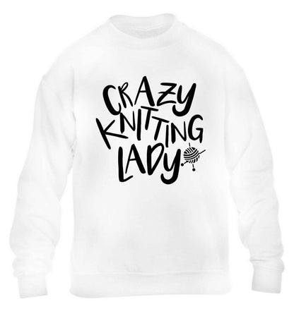 Crazy knitting lady children's white sweater 12-13 Years