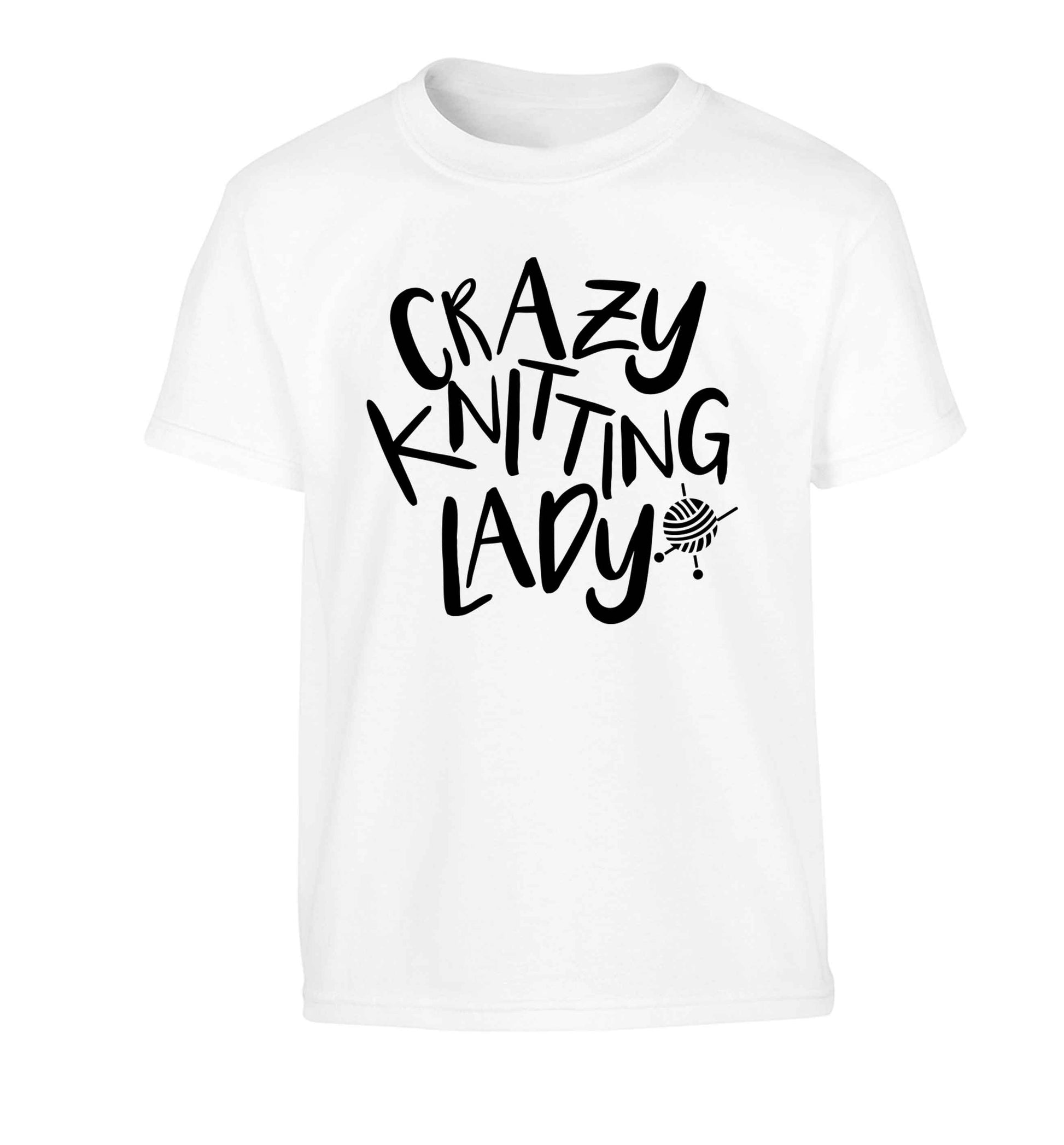 Crazy knitting lady Children's white Tshirt 12-13 Years