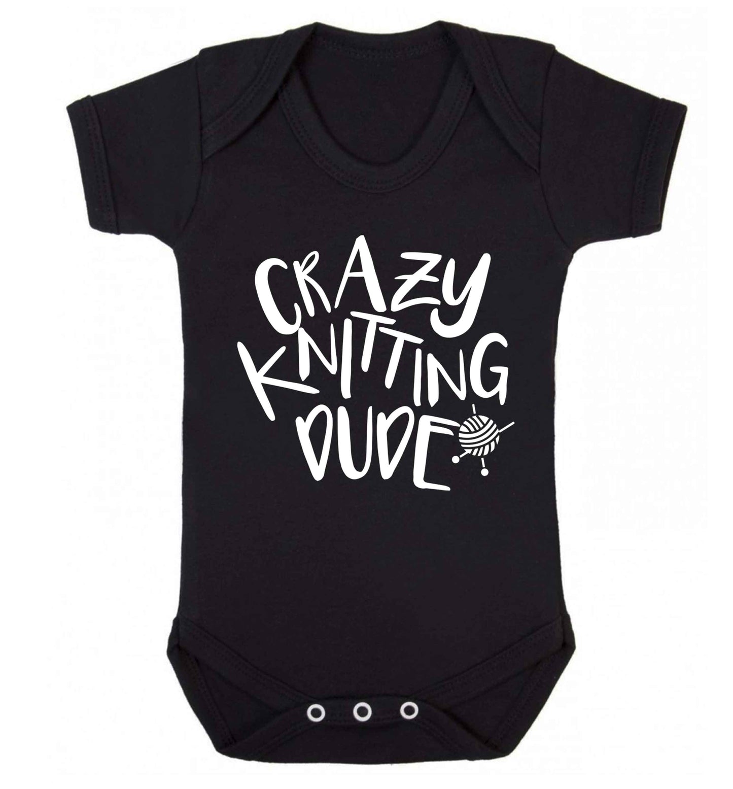Crazy knitting dude Baby Vest black 18-24 months
