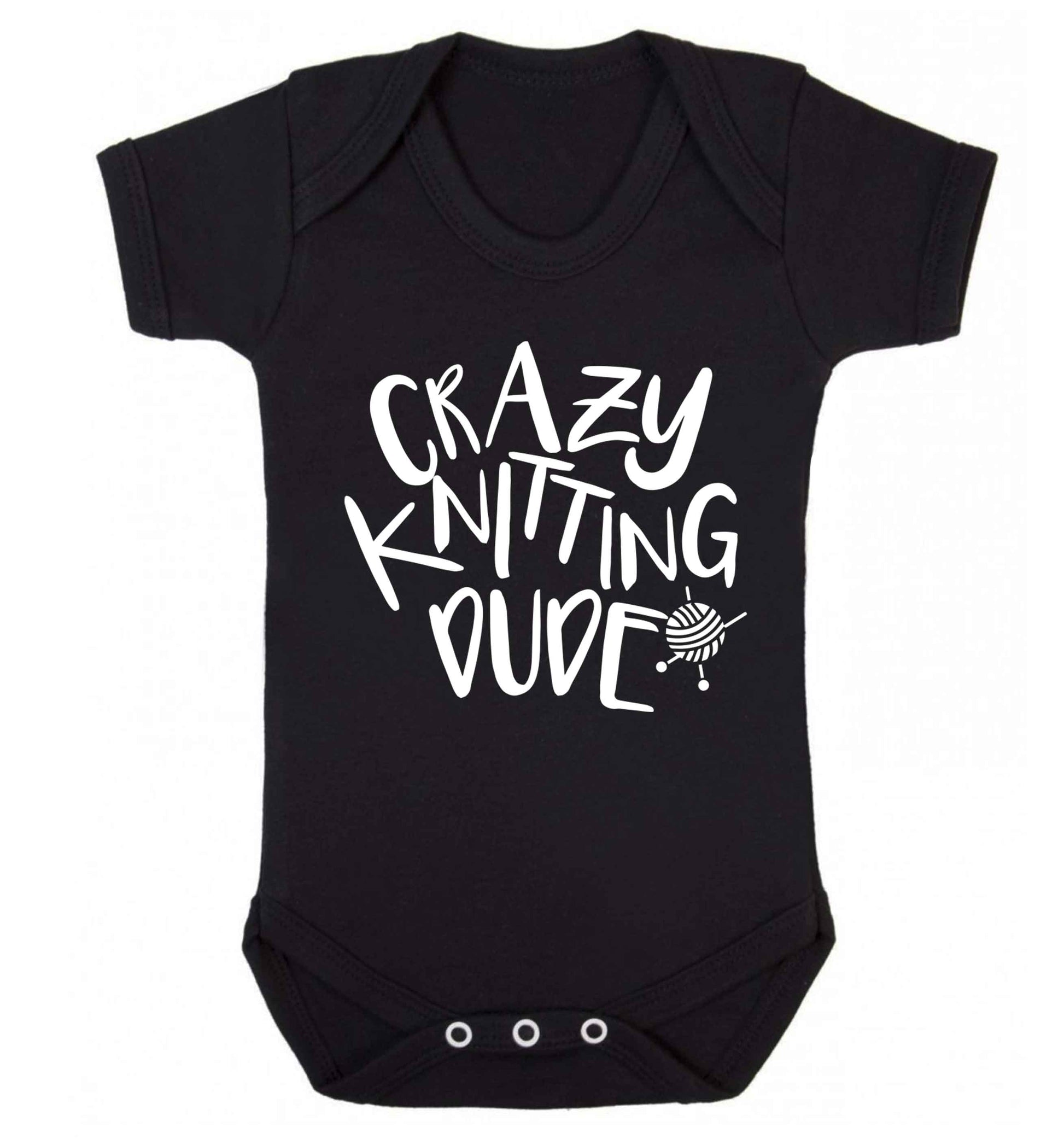 Crazy knitting dude Baby Vest black 18-24 months