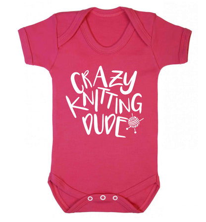 Crazy knitting dude Baby Vest dark pink 18-24 months
