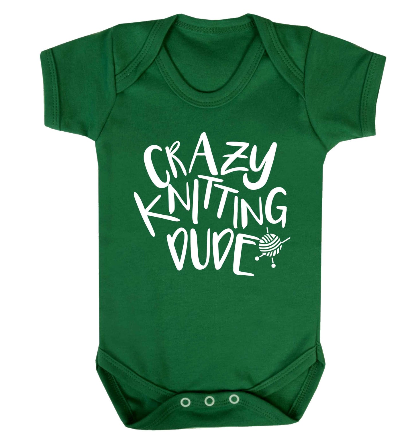 Crazy knitting dude Baby Vest green 18-24 months