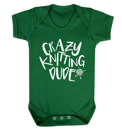 Crazy knitting dude Baby Vest green 18-24 months