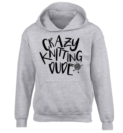 Crazy knitting dude children's grey hoodie 12-13 Years