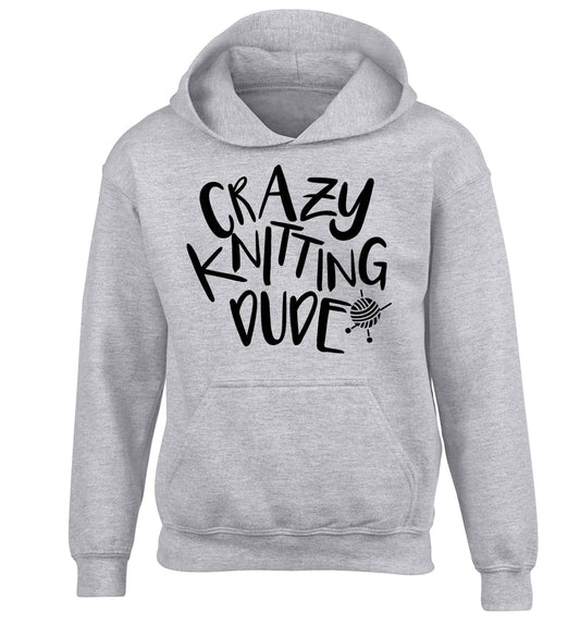 Crazy knitting dude children's grey hoodie 12-13 Years