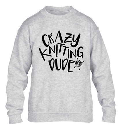 Crazy knitting dude children's grey sweater 12-13 Years