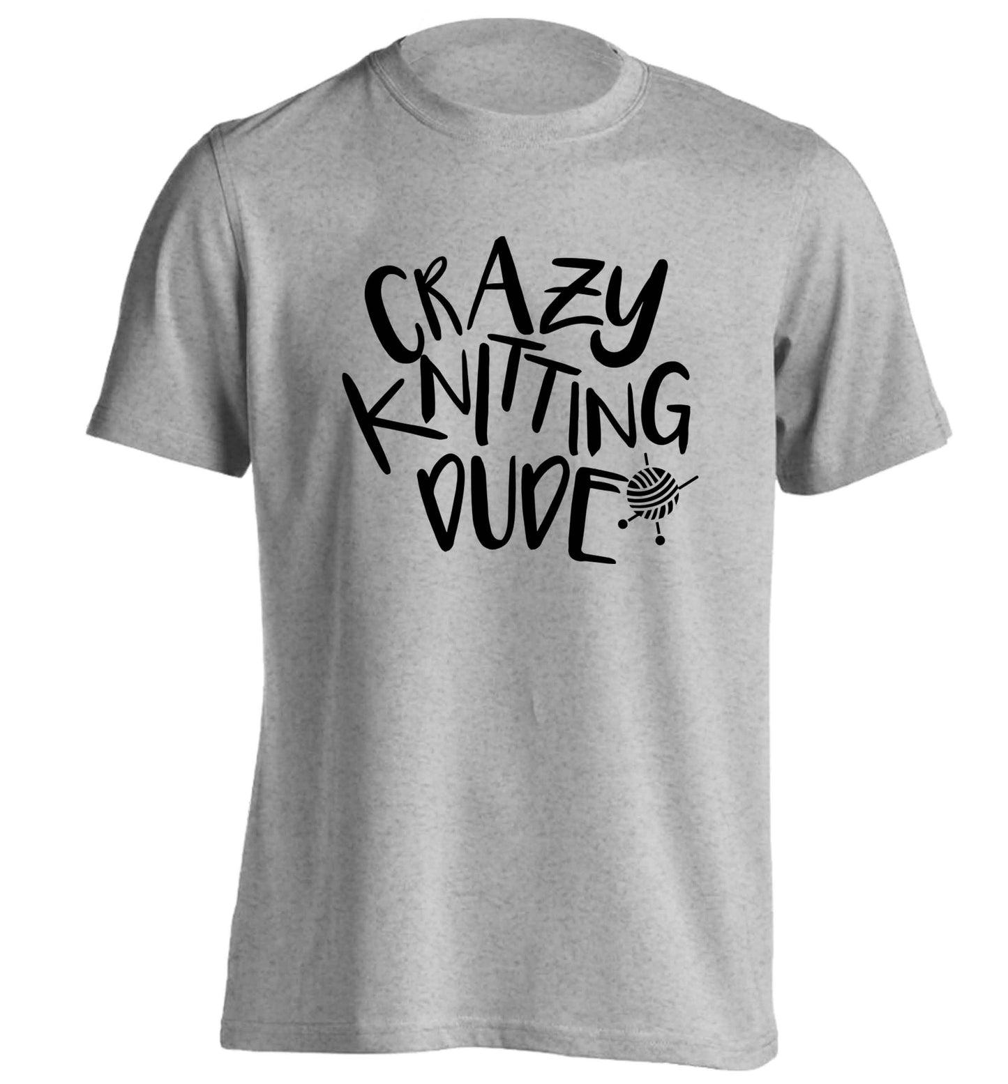 Crazy knitting dude adults unisex grey Tshirt 2XL