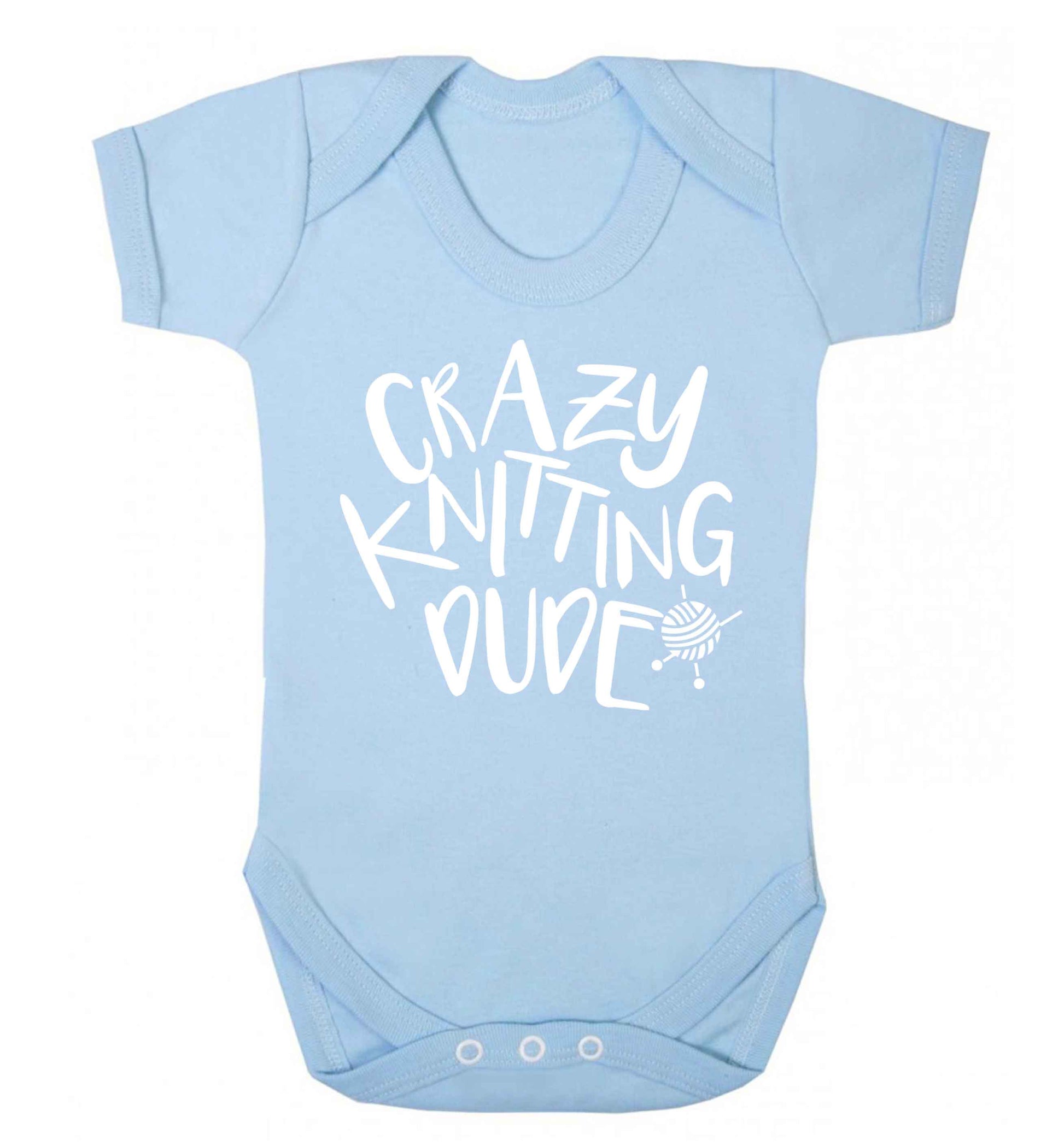Crazy knitting dude Baby Vest pale blue 18-24 months