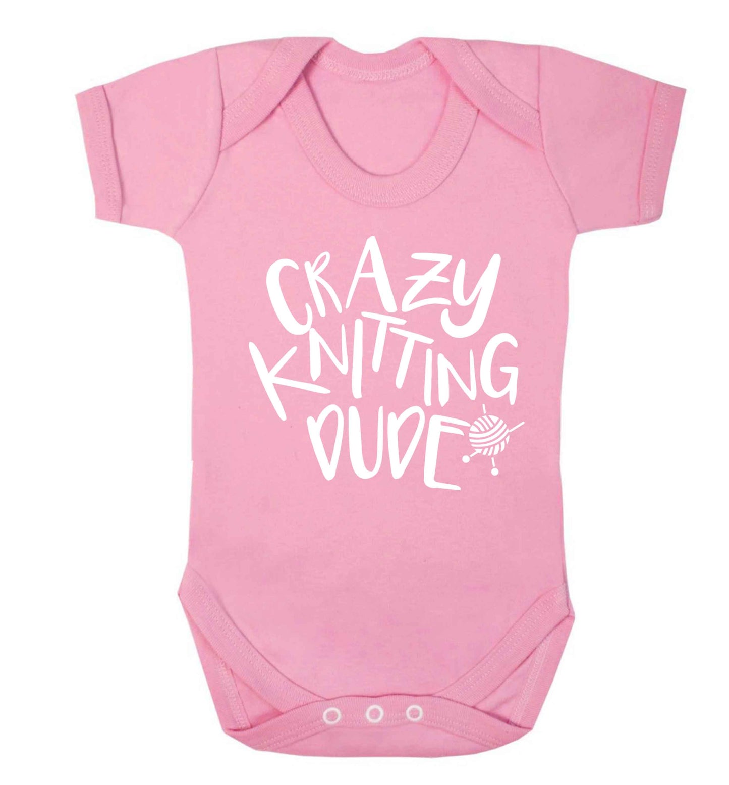 Crazy knitting dude Baby Vest pale pink 18-24 months