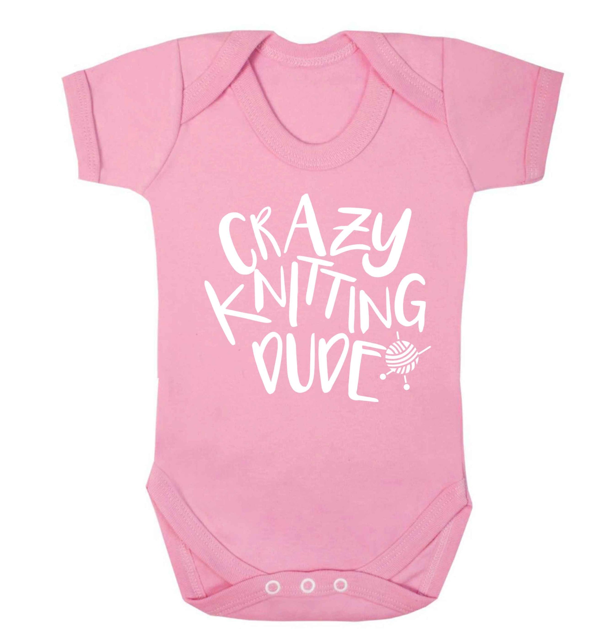 Crazy knitting dude Baby Vest pale pink 18-24 months