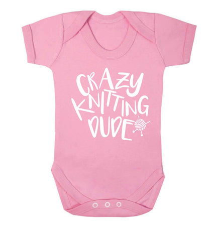 Crazy knitting dude Baby Vest pale pink 18-24 months