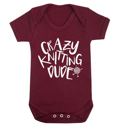 Crazy knitting dude Baby Vest maroon 18-24 months