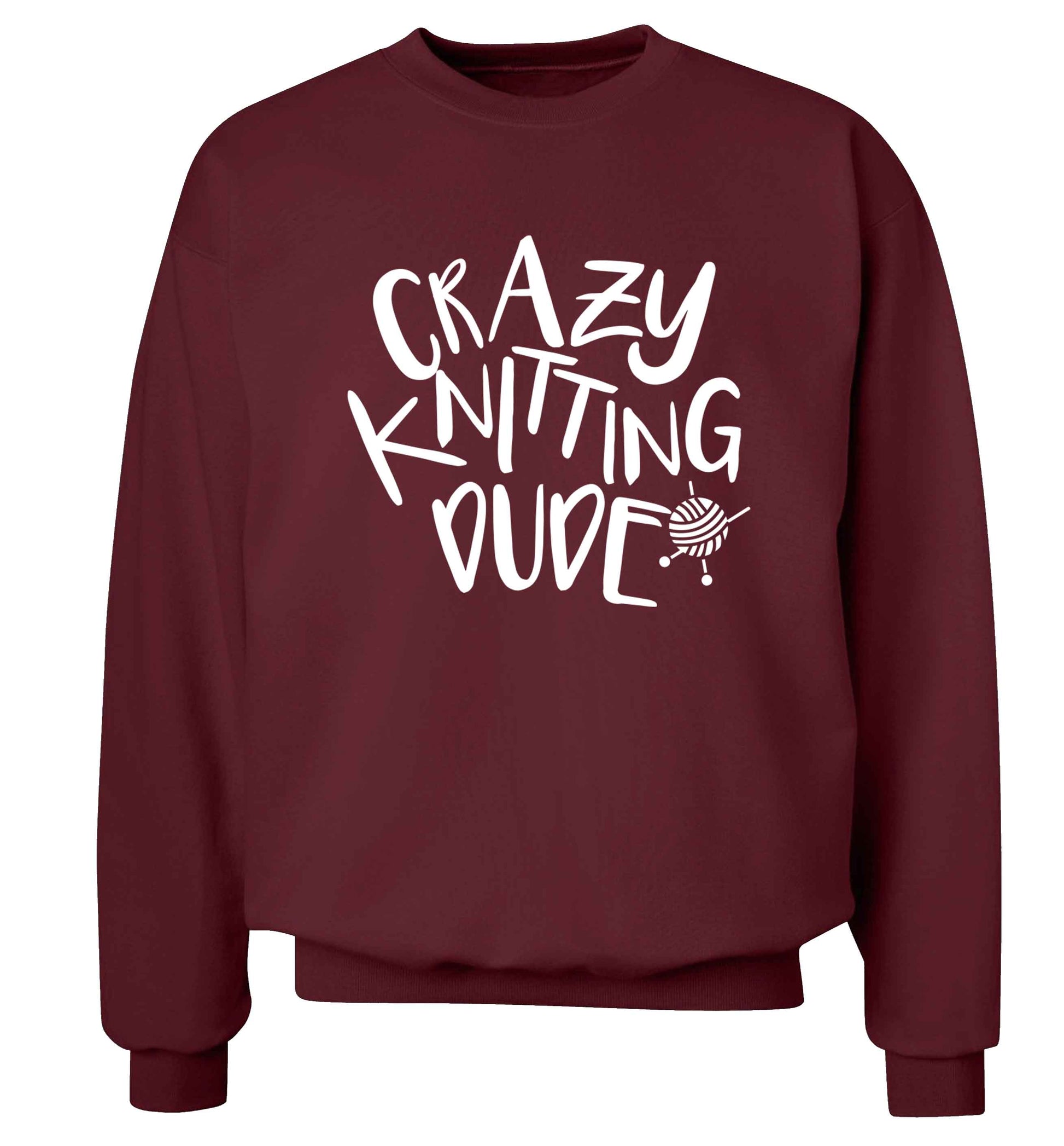 Crazy knitting dude Adult's unisex maroon Sweater 2XL