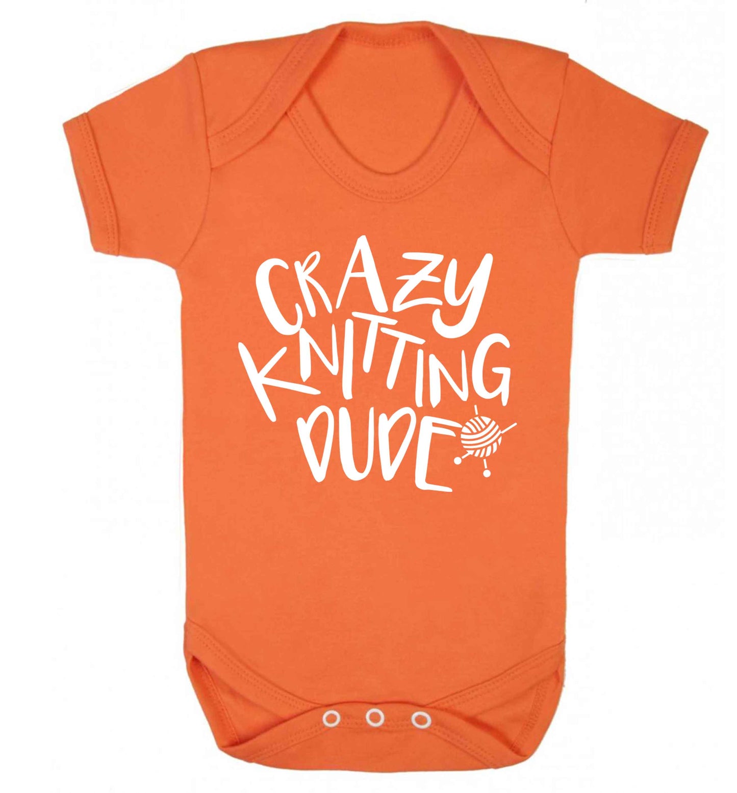 Crazy knitting dude Baby Vest orange 18-24 months