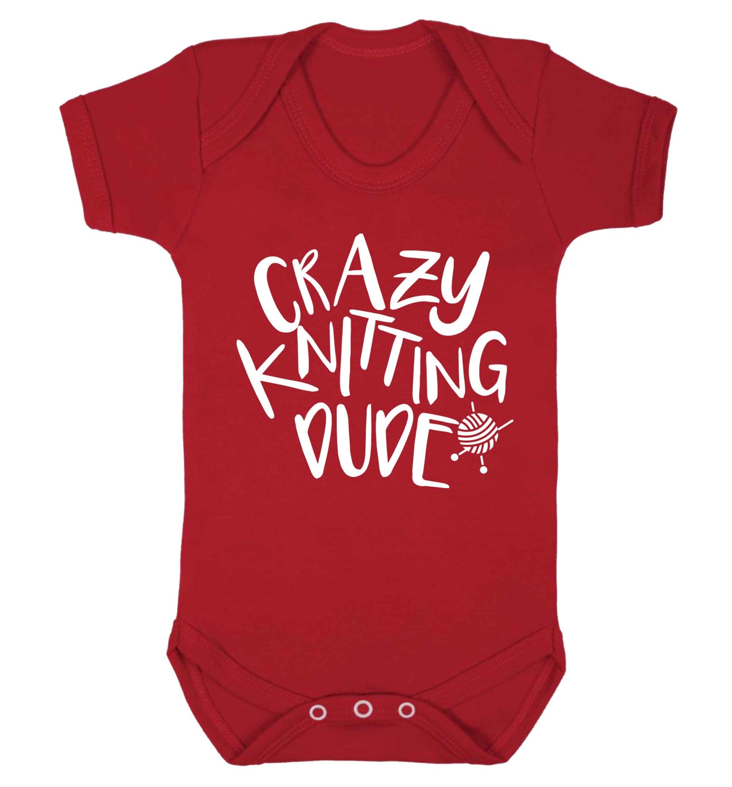Crazy knitting dude Baby Vest red 18-24 months