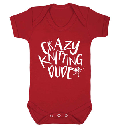 Crazy knitting dude Baby Vest red 18-24 months
