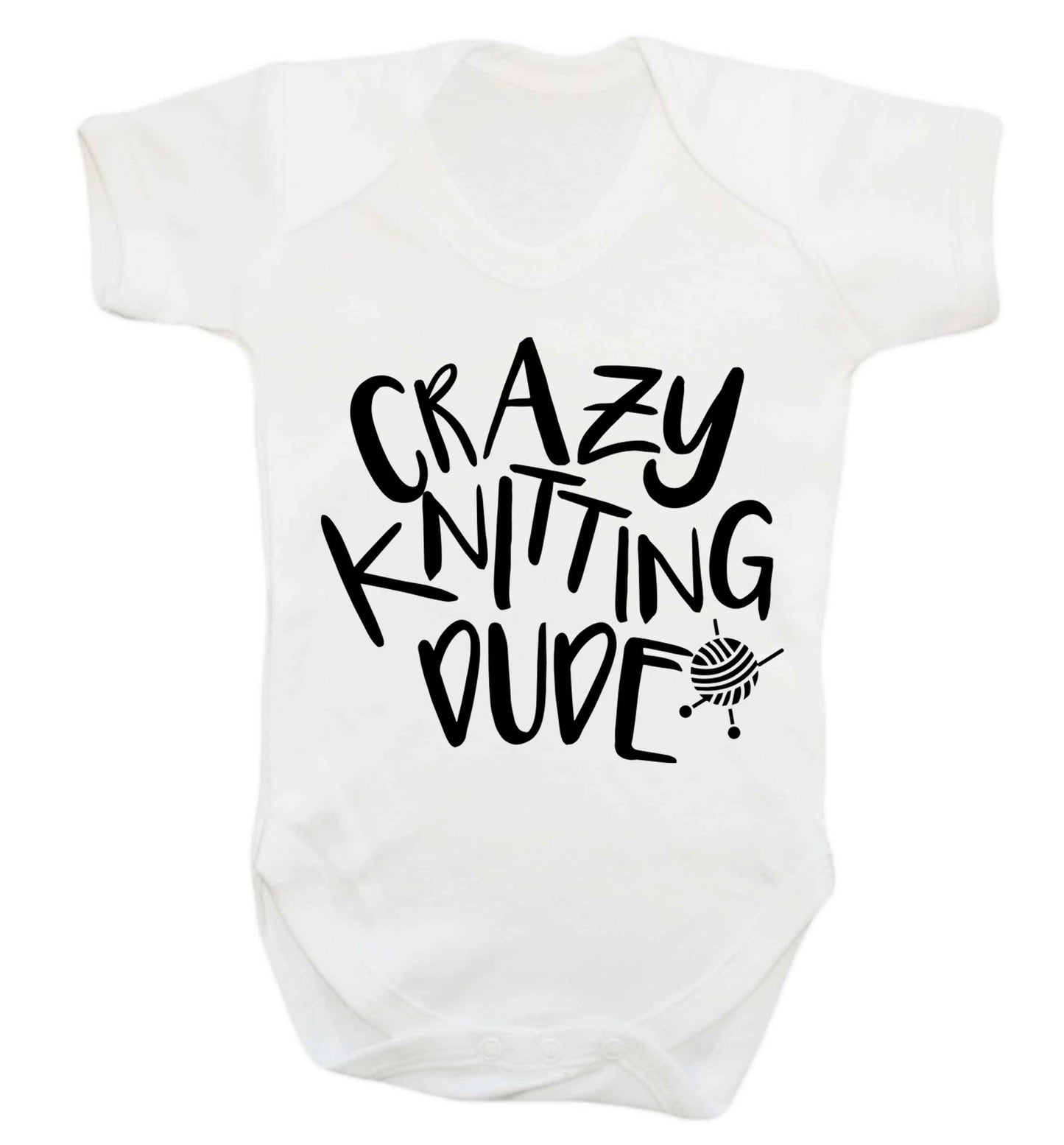 Crazy knitting dude Baby Vest white 18-24 months