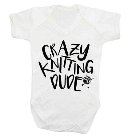 Crazy knitting dude Baby Vest white 18-24 months